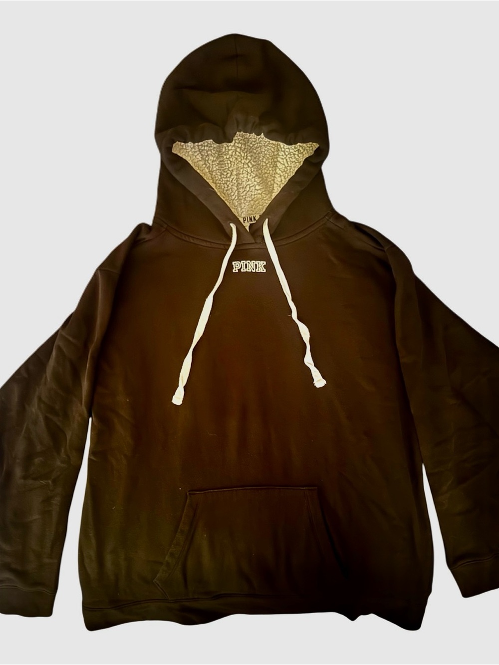 PINK Victoria's Secret Women’s Black Sherpa-Lined Hooded Sweatshirt - Picture 1 of 4